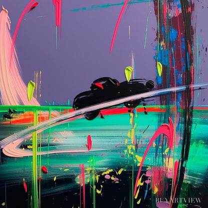 BUYARTVIEW Vice City – Vibrant Abstract Impasto Painting of a Night Drive - image 5
