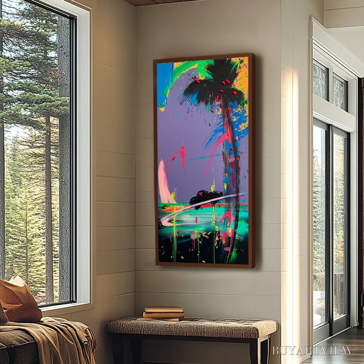 BUYARTVIEW Vice City – Vibrant Abstract Impasto Painting of a Night Drive - image 6