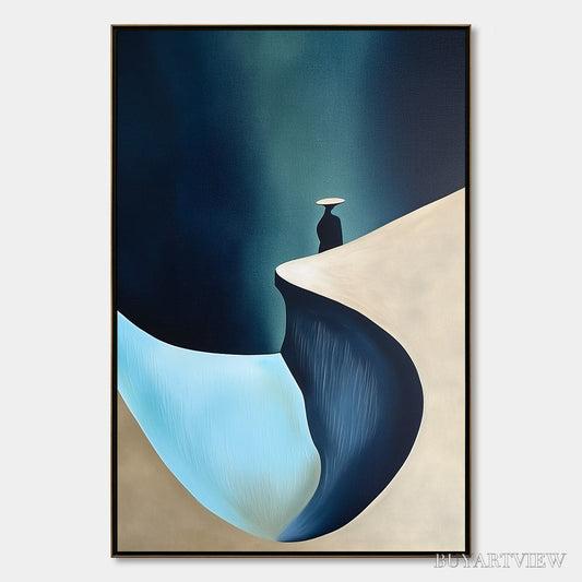 BUYARTVIEW Solitude'S Edge – Minimalist Abstract Landscape with Figure Painting - image 1