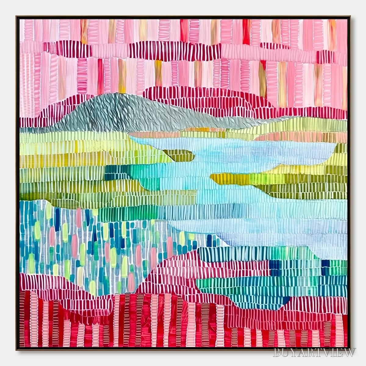 BUYARTVIEW Chromatic Weave – Colorful Abstract Textured Landscape Painting - image 1