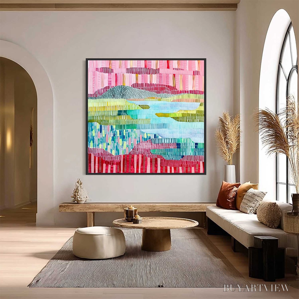 BUYARTVIEW Chromatic Weave – Colorful Abstract Textured Landscape Painting - image 2
