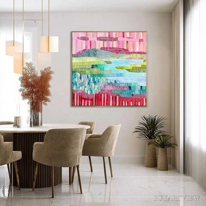 BUYARTVIEW Chromatic Weave – Colorful Abstract Textured Landscape Painting - image 4