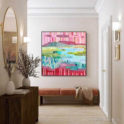BUYARTVIEW Chromatic Weave – Colorful Abstract Textured Landscape Painting - image 6