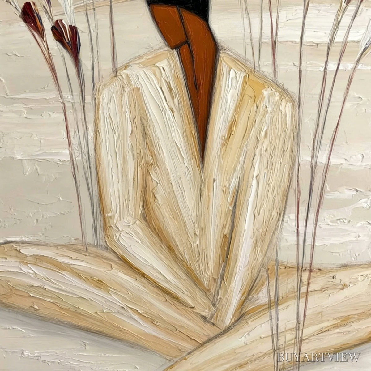 BUYARTVIEW Quiet Repose – Textured Figurative Painting of a Person in Contemplation - image 5