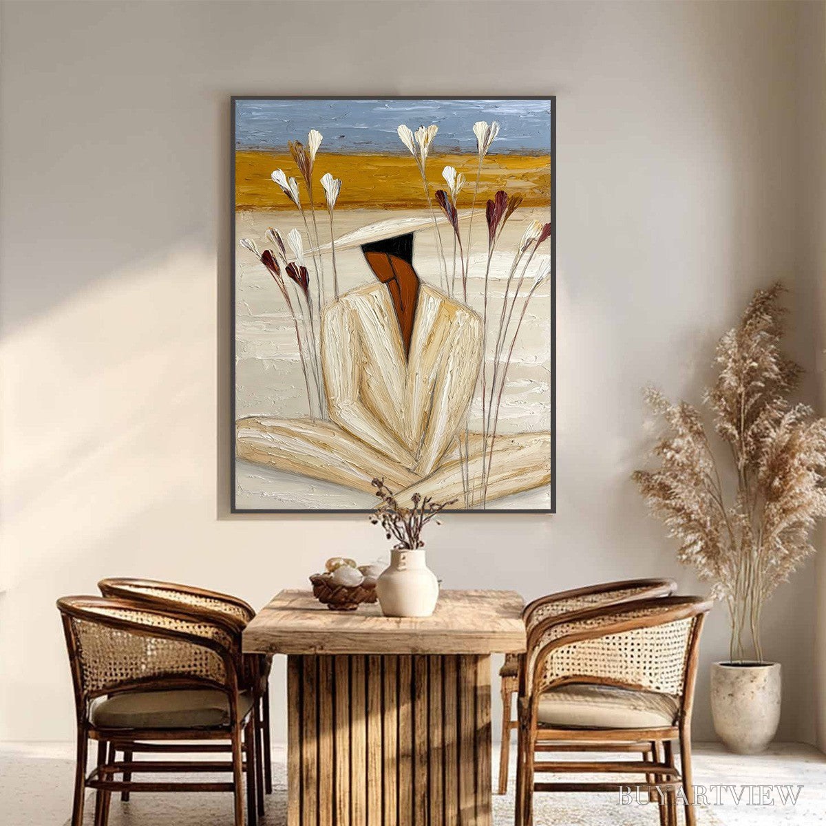 BUYARTVIEW Quiet Repose – Textured Figurative Painting of a Person in Contemplation - image 6