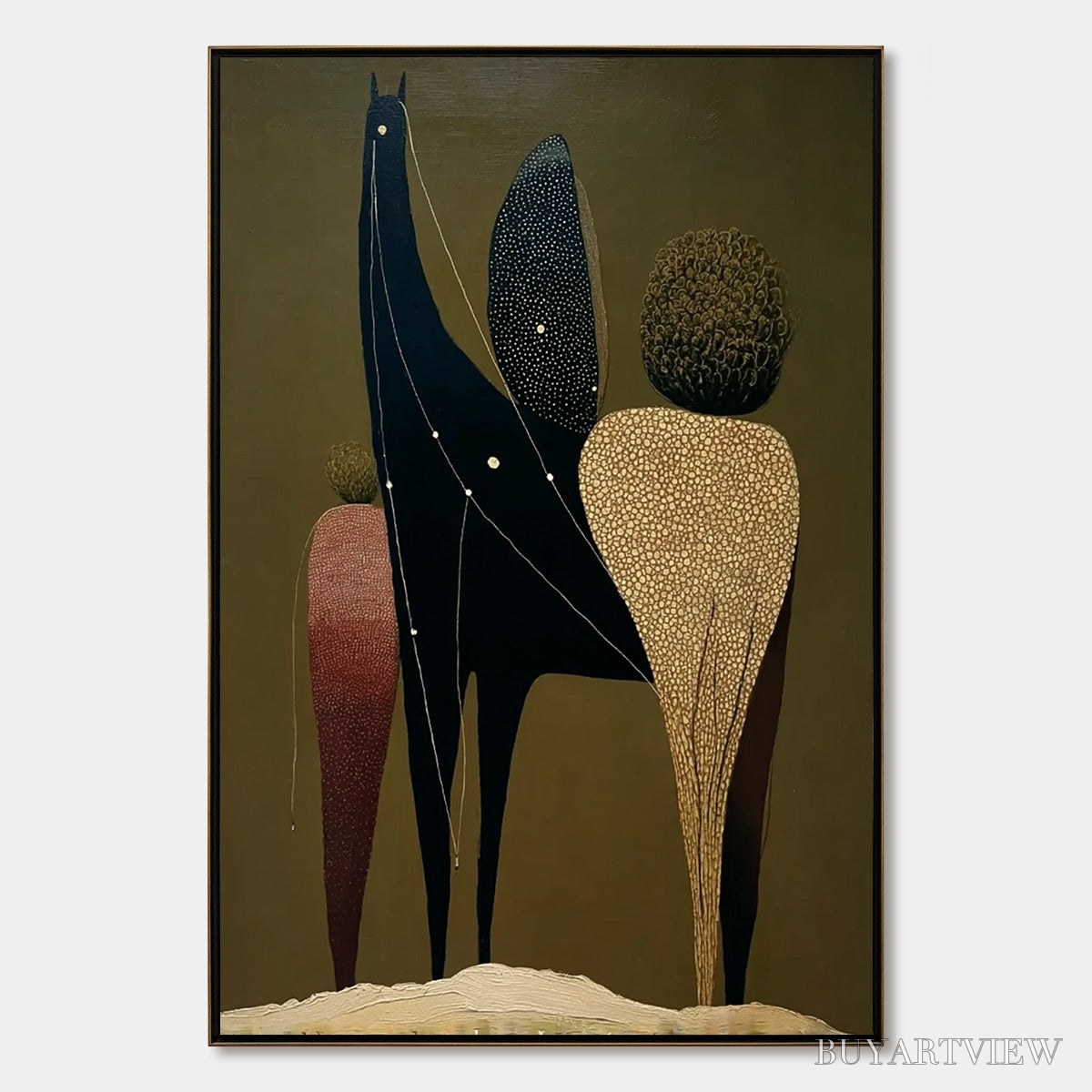 BUYARTVIEW Celestial Caravan – Abstract Figurative Painting with Earthy Tones - image 1