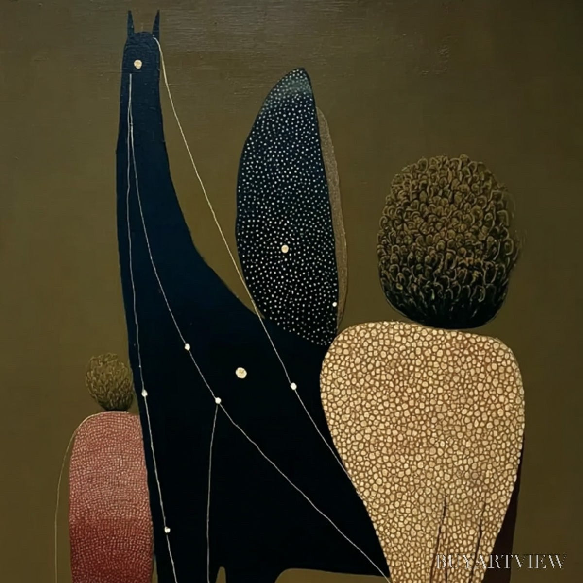 BUYARTVIEW Celestial Caravan – Abstract Figurative Painting with Earthy Tones - image 3