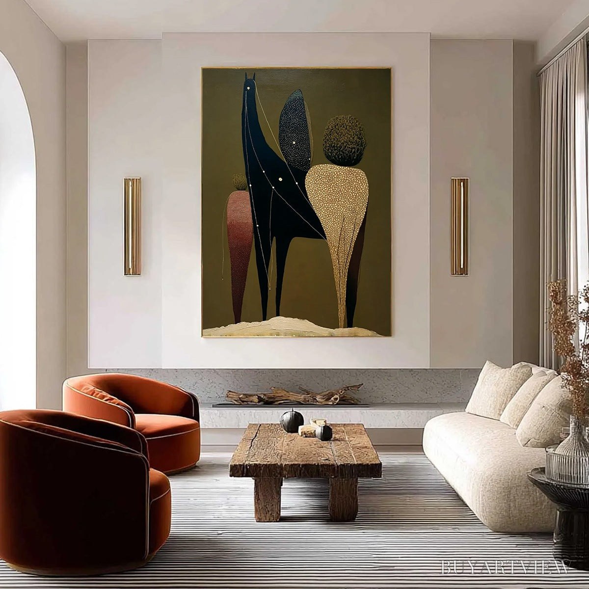 BUYARTVIEW Celestial Caravan – Abstract Figurative Painting with Earthy Tones - image 4