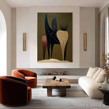 BUYARTVIEW Celestial Caravan – Abstract Figurative Painting with Earthy Tones - image 4