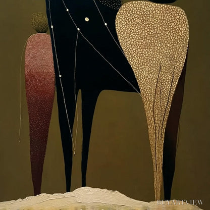 BUYARTVIEW Celestial Caravan – Abstract Figurative Painting with Earthy Tones - image 5