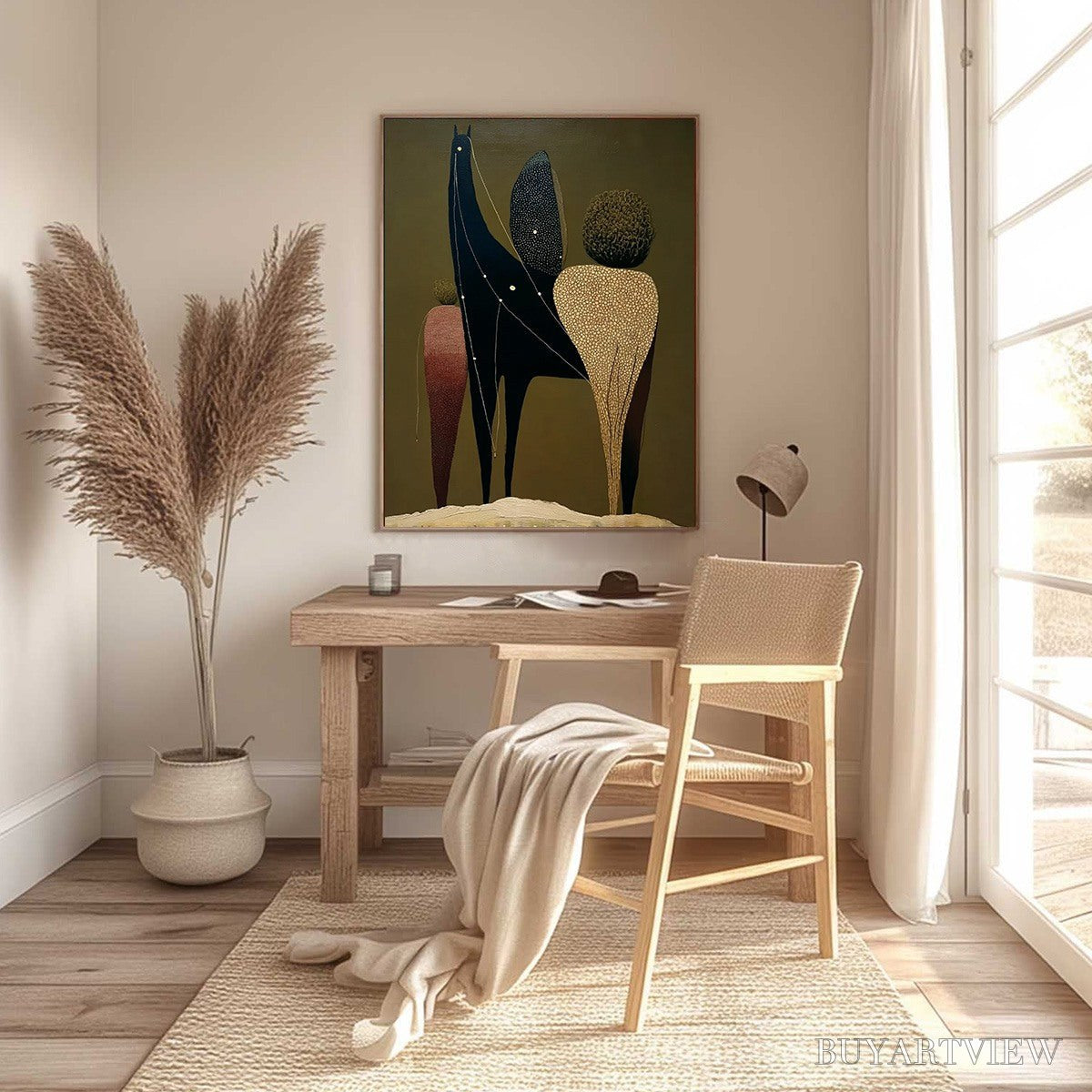 BUYARTVIEW Celestial Caravan – Abstract Figurative Painting with Earthy Tones - image 6