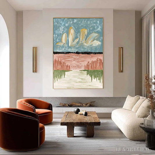 BUYARTVIEW Whispers On the Water – Textured Abstract Vertical Landscape Painting - image 2