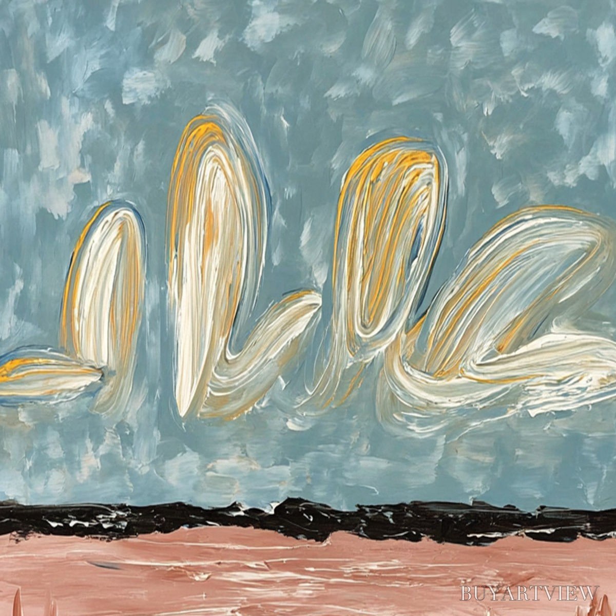 BUYARTVIEW Whispers On the Water – Textured Abstract Vertical Landscape Painting - image 3