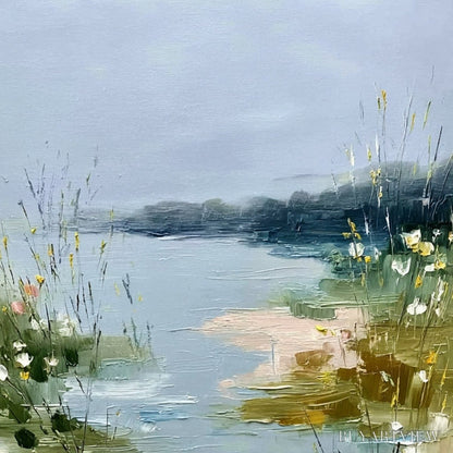 BUYARTVIEW Whispers of the Marsh – Textured Wabi Sabi Style Vertical Landscape Painting - image 3