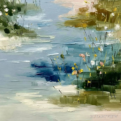 BUYARTVIEW Whispers of the Marsh – Textured Wabi Sabi Style Vertical Landscape Painting - image 5