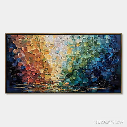 BUYARTVIEW Chromatic Reflections – Heavy Texture Abstract Palette Knife Oil Painting - image 1