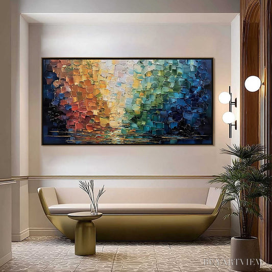 BUYARTVIEW Chromatic Reflections – Heavy Texture Abstract Palette Knife Oil Painting - image 2