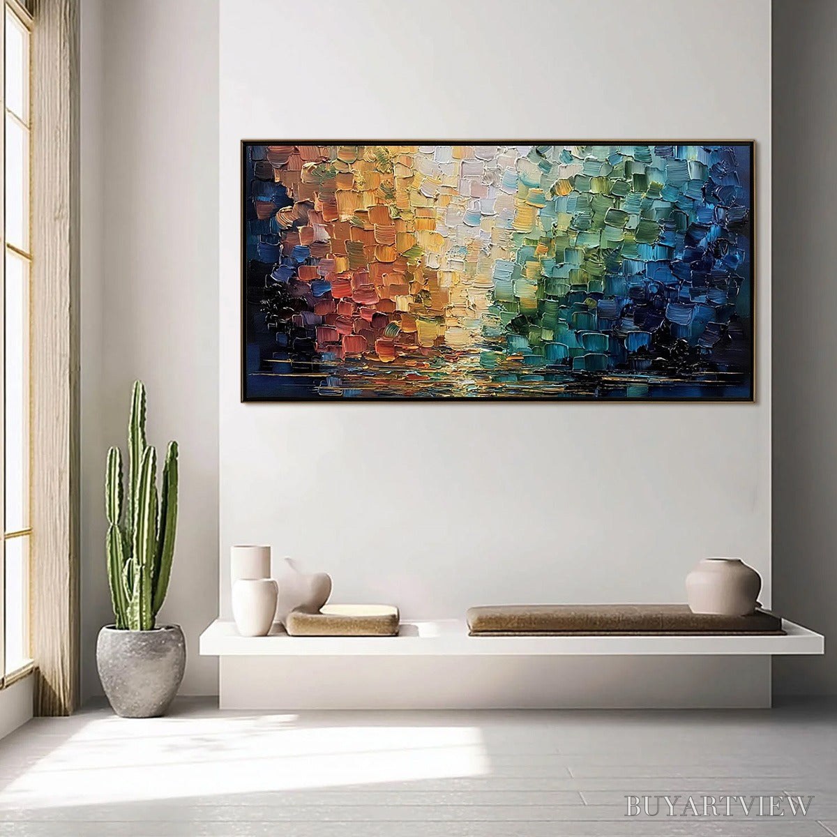 BUYARTVIEW Chromatic Reflections – Heavy Texture Abstract Palette Knife Oil Painting - image 4