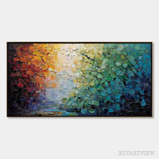 BUYARTVIEW Chromatic Horizon – Large Textured Abstract Impasto Oil Painting - image 1