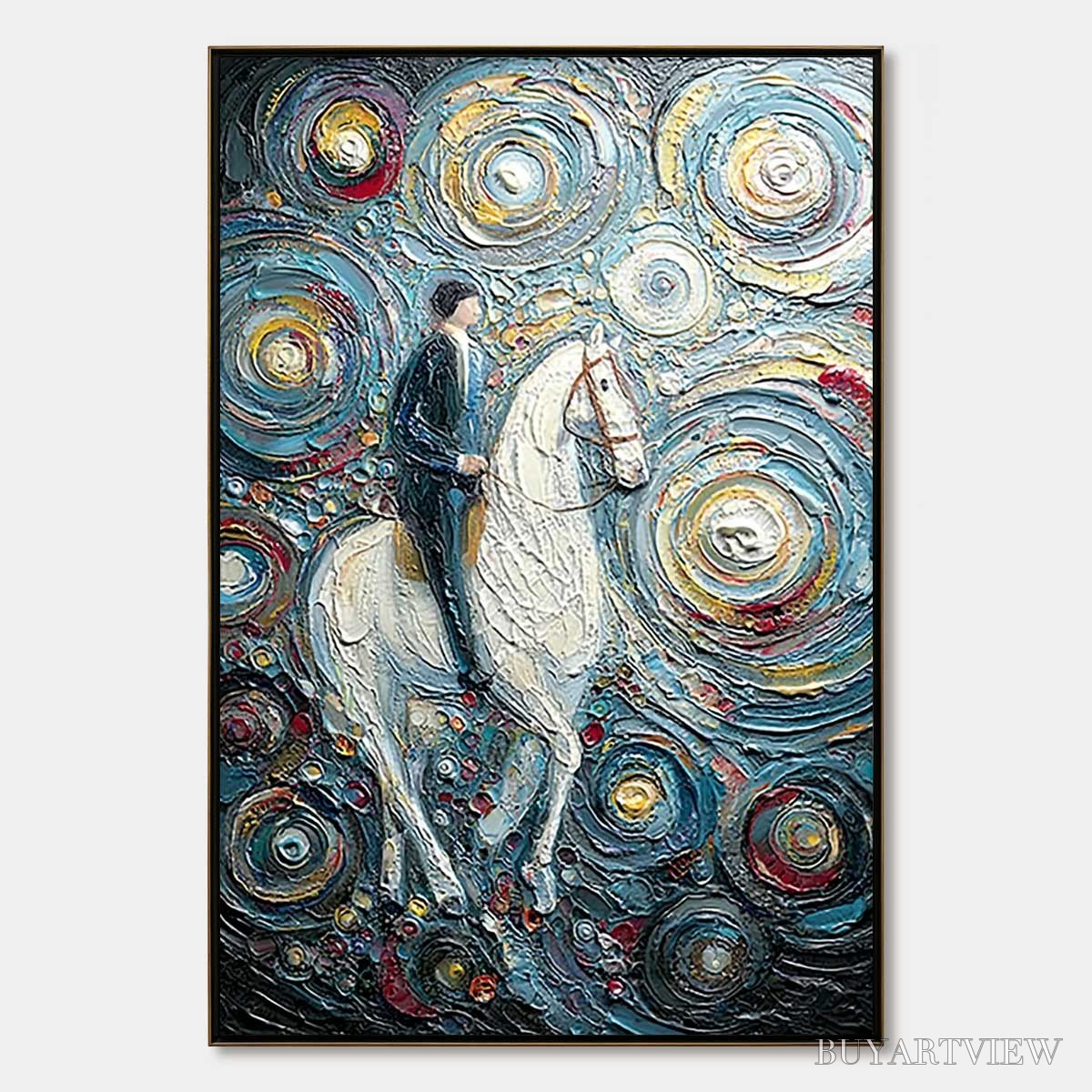 BUYARTVIEW Celestial Journey – Textured Impasto Painting of a Rider - image 1
