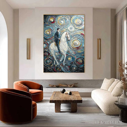 BUYARTVIEW Celestial Journey – Textured Impasto Painting of a Rider - image 2