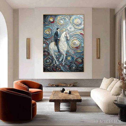 BUYARTVIEW Celestial Journey – Textured Impasto Painting of a Rider - image 2