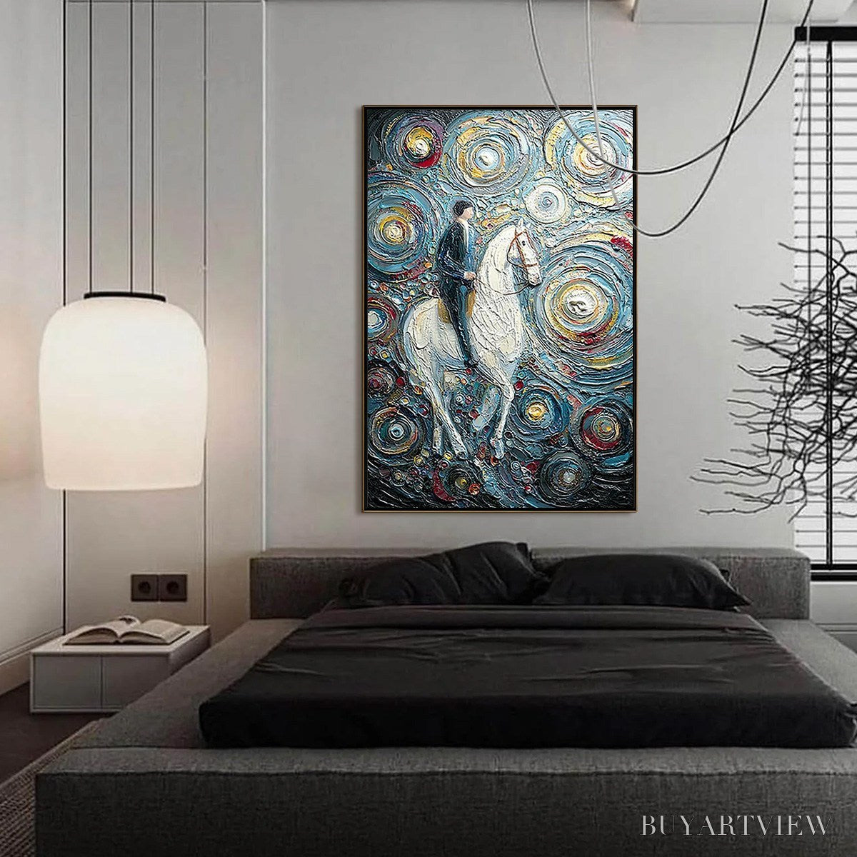 BUYARTVIEW Celestial Journey – Textured Impasto Painting of a Rider - image 4