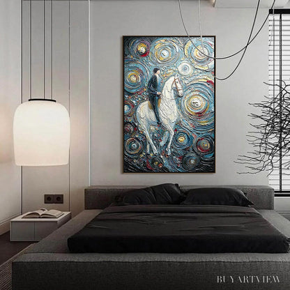 BUYARTVIEW Celestial Journey – Textured Impasto Painting of a Rider - image 4