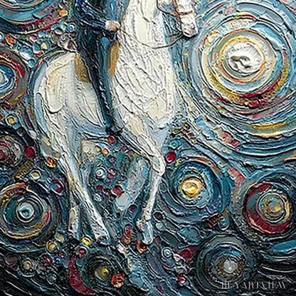 BUYARTVIEW Celestial Journey – Textured Impasto Painting of a Rider - image 5