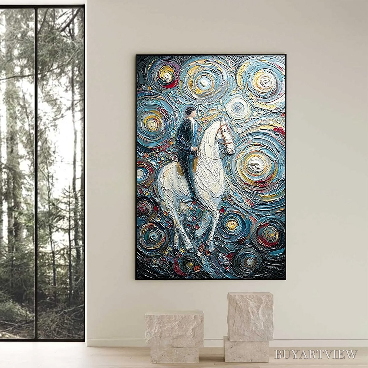 BUYARTVIEW Celestial Journey – Textured Impasto Painting of a Rider - image 6