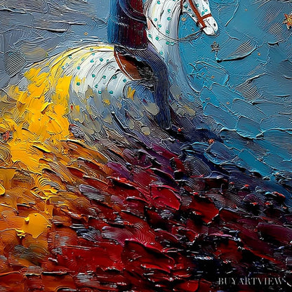 BUYARTVIEW Lunar Journey – Textured Figurative Painting of a Rider Under the Moon - image 5