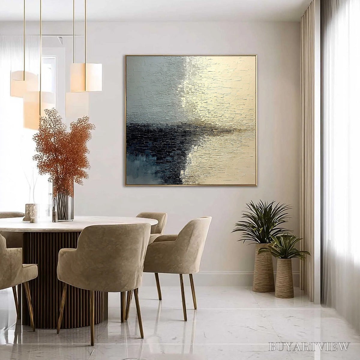 BUYARTVIEW Stonehaven – Large Square Wabi Sabi Textured Abstract Painting - image 4