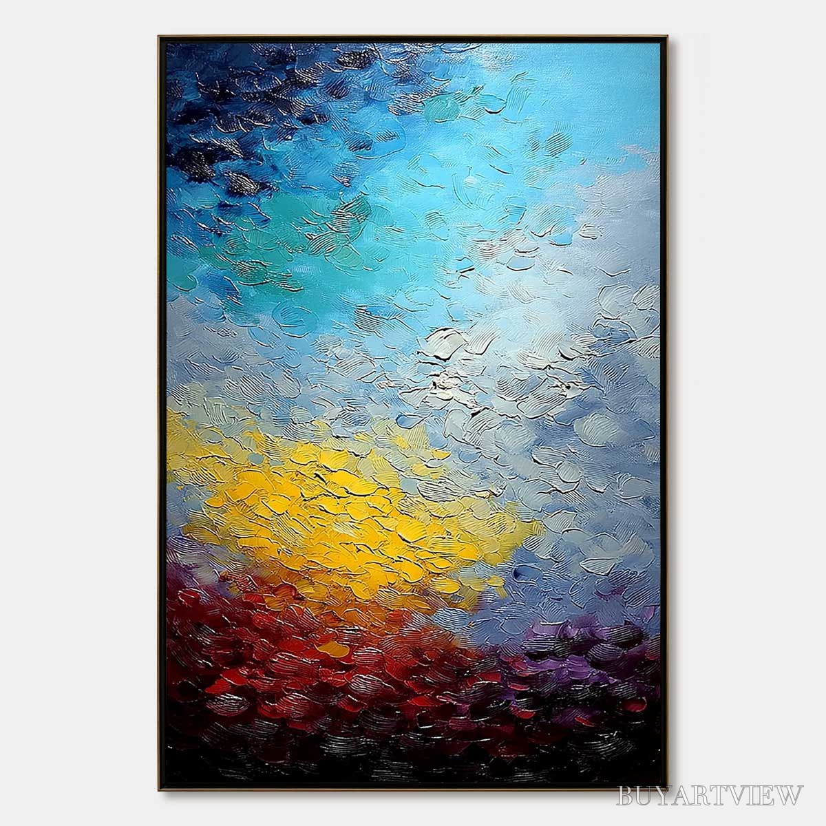 BUYARTVIEW Chromatic Horizon – Vertical Textured Abstract Landscape Oil Painting - image 1