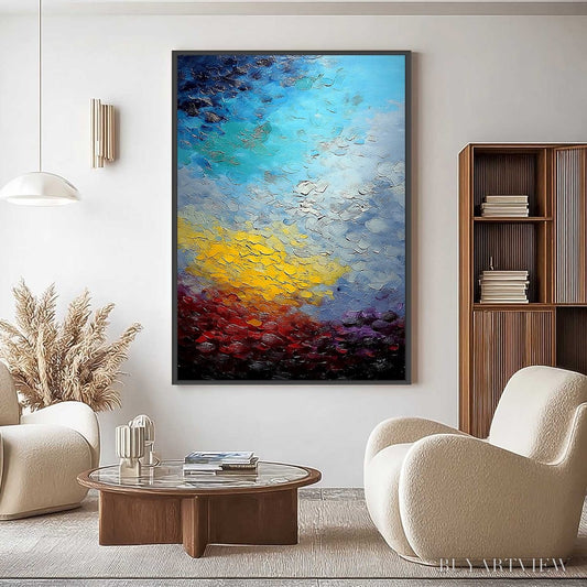 BUYARTVIEW Chromatic Horizon – Vertical Textured Abstract Landscape Oil Painting - image 2