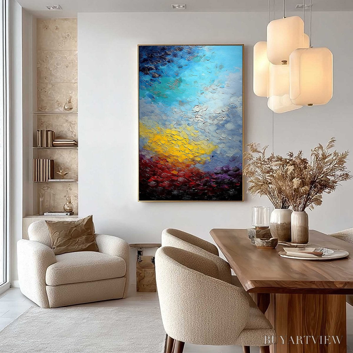 BUYARTVIEW Chromatic Horizon – Vertical Textured Abstract Landscape Oil Painting - image 4
