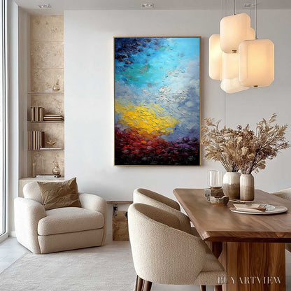 BUYARTVIEW Chromatic Horizon – Vertical Textured Abstract Landscape Oil Painting - image 4
