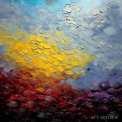 BUYARTVIEW Chromatic Horizon – Vertical Textured Abstract Landscape Oil Painting - image 5