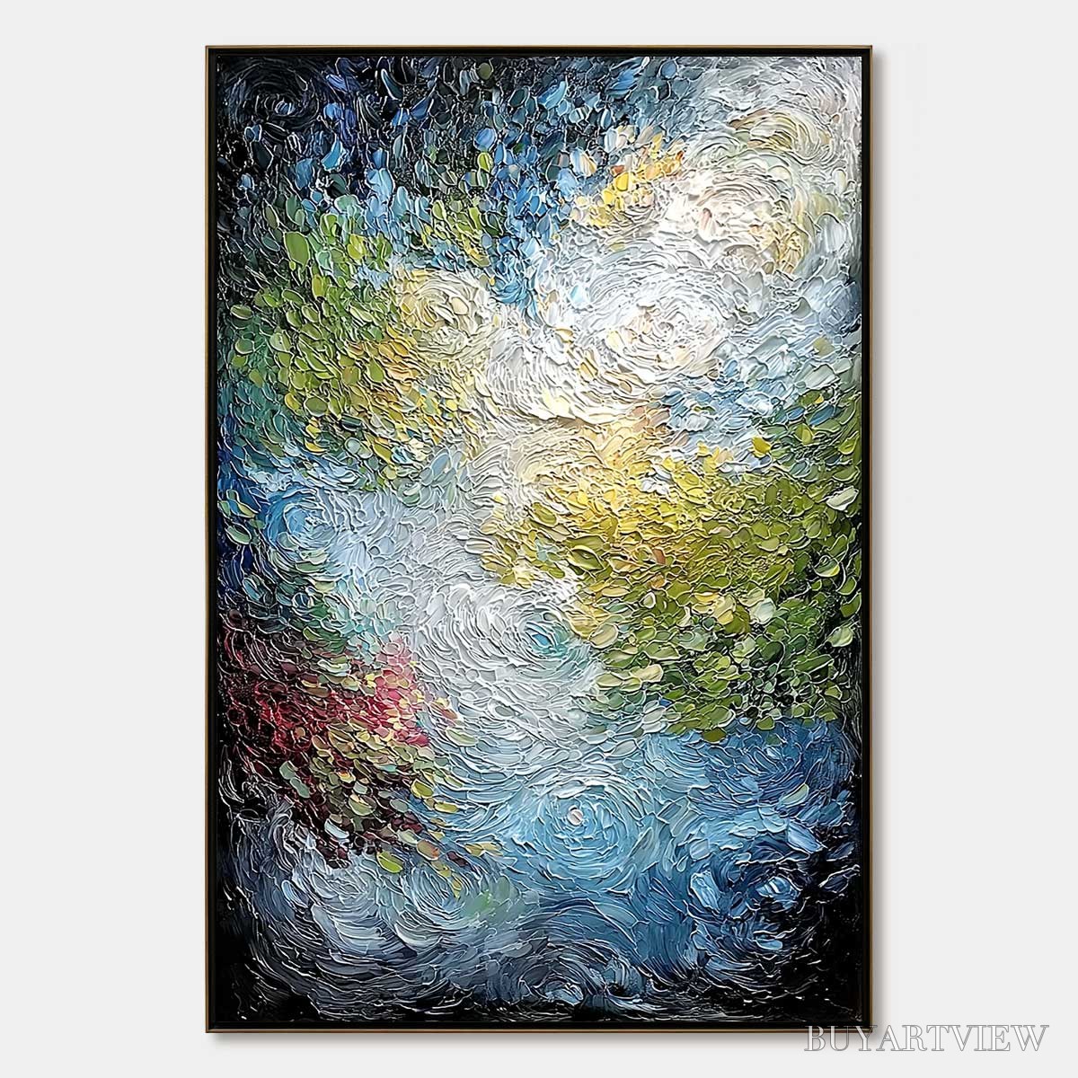 BUYARTVIEW Celestial Pond – Heavily Textured Abstract Impasto Oil Painting - image 1
