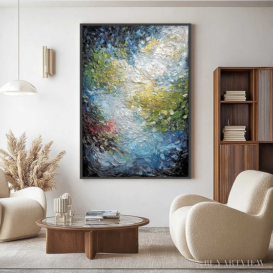 BUYARTVIEW Celestial Pond – Heavily Textured Abstract Impasto Oil Painting - image 2