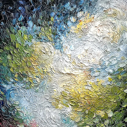 BUYARTVIEW Celestial Pond – Heavily Textured Abstract Impasto Oil Painting - image 3