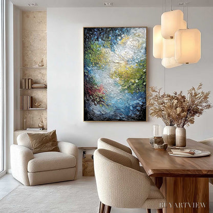 BUYARTVIEW Celestial Pond – Heavily Textured Abstract Impasto Oil Painting - image 4
