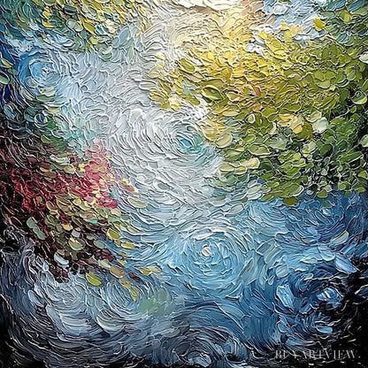 BUYARTVIEW Celestial Pond – Heavily Textured Abstract Impasto Oil Painting - image 5