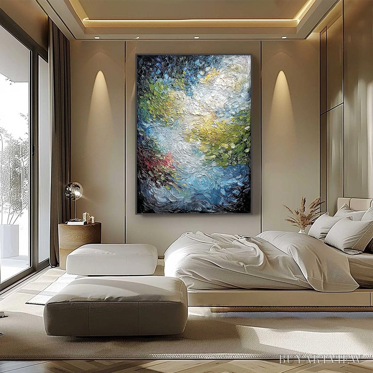 BUYARTVIEW Celestial Pond – Heavily Textured Abstract Impasto Oil Painting - image 6