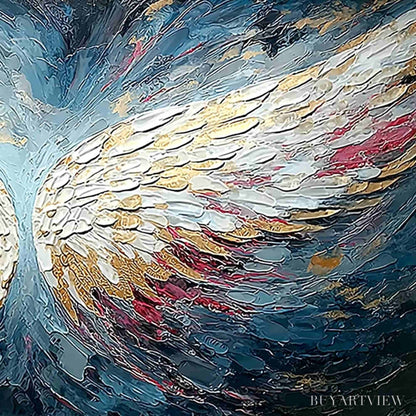 BUYARTVIEW Celestial Ascent – Heavily Textured Abstract Angel Wings Oil Painting - image 5