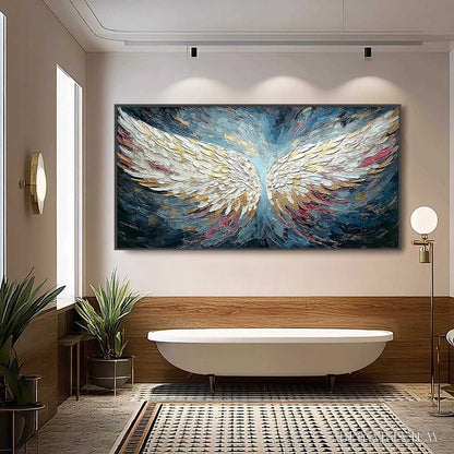 BUYARTVIEW Celestial Ascent – Heavily Textured Abstract Angel Wings Oil Painting - image 6