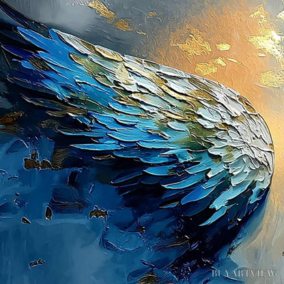 BUYARTVIEW Celestial Ascension – Textured Abstract Angel Wings Painting with Gold Leaf - image 3