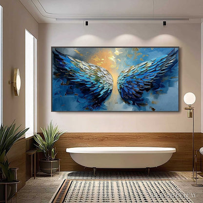 BUYARTVIEW Celestial Ascension – Textured Abstract Angel Wings Painting with Gold Leaf - image 6