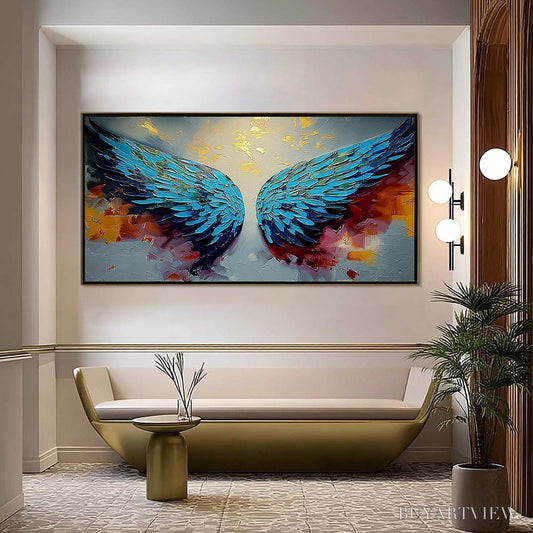 BUYARTVIEW Celestial Ascent – Abstract Angel Wings Impasto Oil Painting with Gold Leaf - image 2