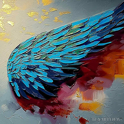 BUYARTVIEW Celestial Ascent – Abstract Angel Wings Impasto Oil Painting with Gold Leaf - image 5