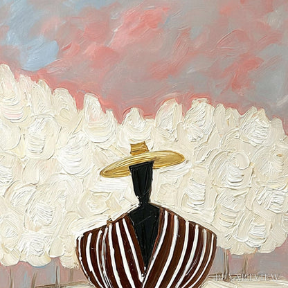 BUYARTVIEW Serene Reflection – Textured Figurative Painting of a Person by the Water - image 3